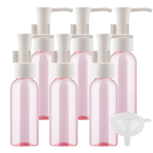 TIANZD 6 Stück Leere 50 ml Rund Rosa Kunststoff PET Gelspender Pumpflasche Flasche mit Weiß Lotion-Spender Seifenspender Lotionspender für Kosmetik Seife Reinigungsöl Gels Cream von PQPAUTY