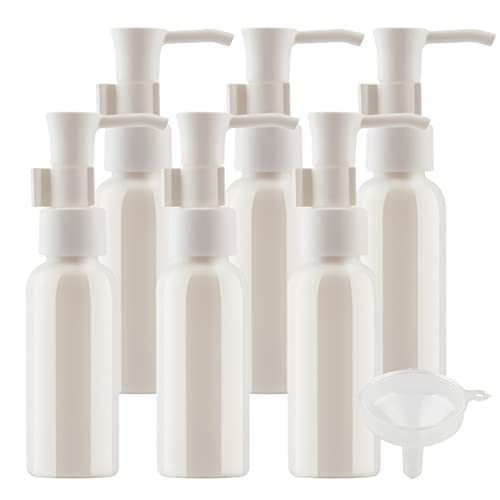 TIANZD 6 Stück Leere 50 ml Rund Weiß Kunststoff PET Gelspender Pumpflasche Flasche mit Weiß Lotion-Spender Seifenspender Lotionspender für Kosmetik Seife Reinigungsöl Gels Cream von PQPAUTY