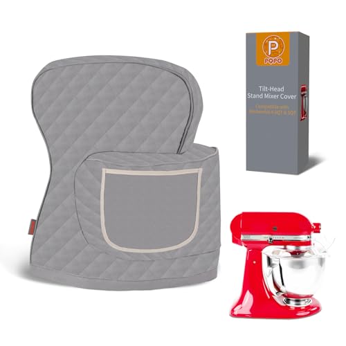Abdeckung für Standmixer, Kompatibel mit dem Kitchen Aid Mixer mit Kippkopf und Aufbewahrungsbeutel (Gery) von PQPO