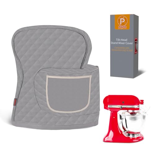Abdeckung für Standmixer, Kompatibel mit dem Kitchen Aid Mixer mit Kippkopf und Aufbewahrungsbeutel (Gery) von PQPO