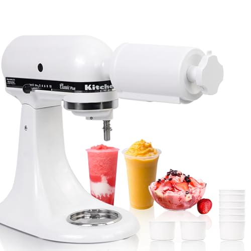 Eisaufsatz kompatibel mit Kitchen Aid Standmixer mit austauschbaren 8 Eisformen, effizienter Eisrasierer-Aufsatz von PQPO