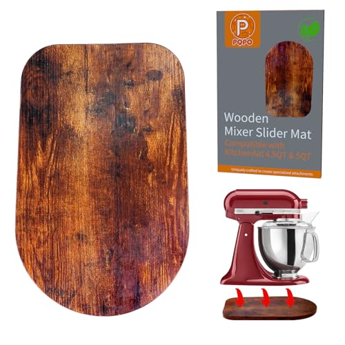 Holz Gleitmatte für Kitchen Aid 4.5/5Qt Standmixer mit 4 Silikon Küchenwerkzeugen von PQPO