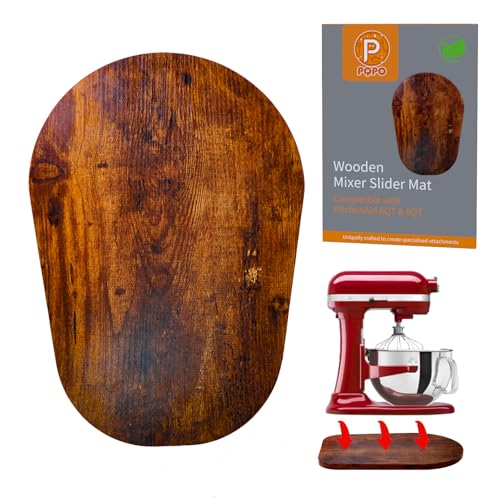 Holz Gleitmatte für Kitchen Aid 6/7/8Qt Standmixer mit 4 Silikon Küchenwerkzeugen von PQPO