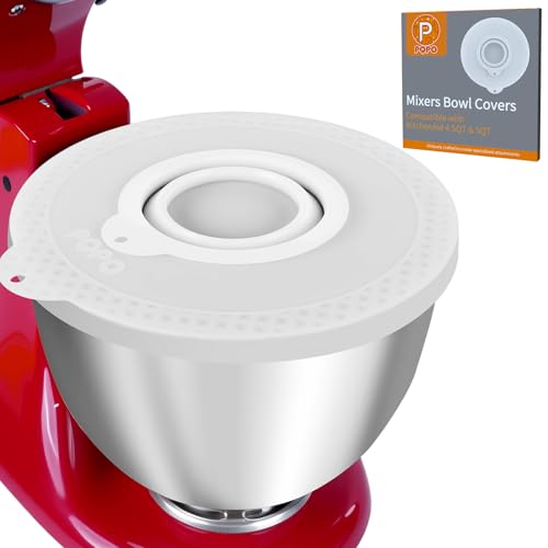 Silikon-Mixer-Schüsselabdeckung Kompatibel mit Kitchen Aid 4,5-5 Quart Kipp-Kopf Standmixer Schüsseln (Weiß) von PQPO