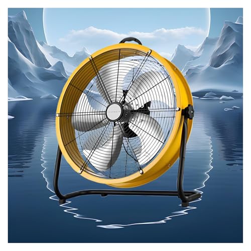 Bodenventilator 50W Industriedesign, 38.5cm Windmaschine Mit 3 Geschwindigkeiten, 5 Alu-Flügeln, 120° Neigungsverstellung Turmventilator Für Zuhause, Fitnessstudio, Büro, Schlafzimmer(Yellow,20in) von PQPQLI