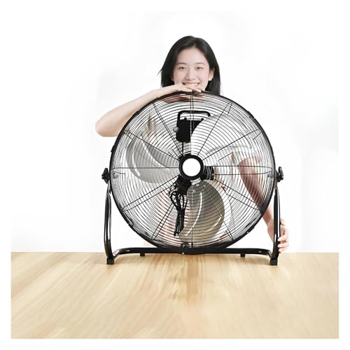 Industrieller Bodenventilator | Windmaschine Mit 4-Leistungsstufen | Bodenventilator Mit 3.0m Netzkabel | Robuste Metallausführung | Neigungswinkel Ca. 130 Grad(Schwarz,14inch) von PQPQLI