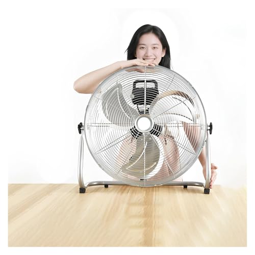 Industrieller Bodenventilator | Windmaschine Mit 4-Leistungsstufen | Bodenventilator Mit 3.0m Netzkabel | Robuste Metallausführung | Neigungswinkel Ca. 130 Grad(Silber,16inch) von PQPQLI
