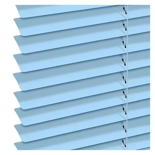 Jalousie Aluminium Tür Fenster Jalousette 2.5cm Lamellen Sonnenschutz & Sichtschutz Inklusive Montagematerial Mit Bohrinstallation Anpassbar(Light BluePin,B110xH150cm) von PQPQLI