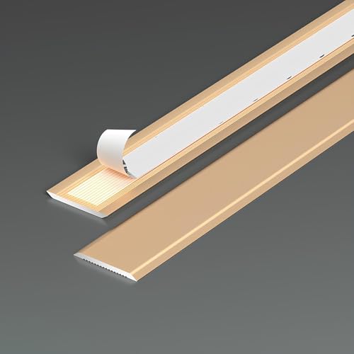 Selbstklebend Bodenübergangsstreifen Eloxierte Aluminium Übergangsprofil, 1.2/1.5/2/3.5/6cm Breite Zierleisten Und Boden-Übergangsstreifen Verbinden Sie Ihre Böden Nahtlos(Gold,3.5 * 90cm) von PQPQLI