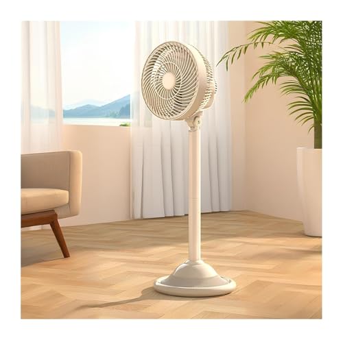 Standventilator Leise Mit 3,0 M Langes Timerkabel（12-Stunden-Timer）2 Geschwindigkeitsstufen, 2-in-1-Tischventilator, Ventilator Leise, Luftzirkulation(Light yellow) von PQPQLI