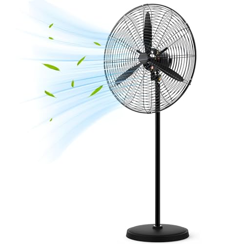 Standventilator Schwarz Industrieller Bodenventilator, Drei Geschwindigkeitsstufen, Oszillation, 3 Klingen, Sicheres Gitter Für Industrie, Gewerbe, Wohnen(55 * 135cm) von PQPQLI