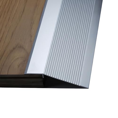 Übergangsprofil aus Aluminium | 90 × 10 cm Ausgleichsprofil | Schwellenstreifen Abdeckstreifen | Übergangsstreifen für Böden mit einem Höhenunterschied von 0,8-4 cm (Silber) von PQPQLI