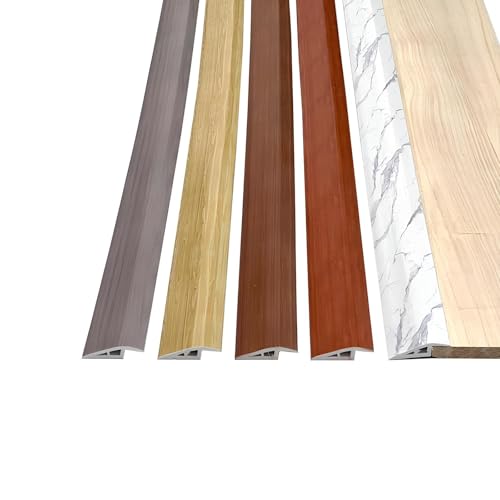 Übergangsschiene Selbstklebend Übergangsleiste PVC Übergangsprofil Höhenausgleichsprofil Laminat Abschlussleiste Schwelle Reduzierstück Für Teppich Boden(Gray Wood Grain,5 * 100cm) von PQPQLI