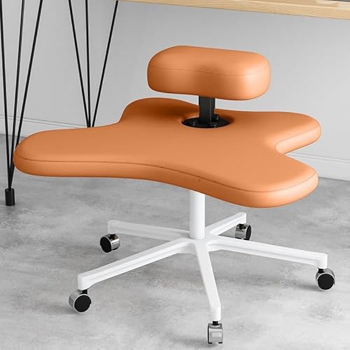 PQXQZ Ergonomischer Stuhl, Meditationsstuhl, Ergonomischer Höhenverstellbarer Bürohocker, Stuhl mit Gekreuzten Beinen und Rollen (Color : Orange, Size : Screw Adjustment) von PQXQZ