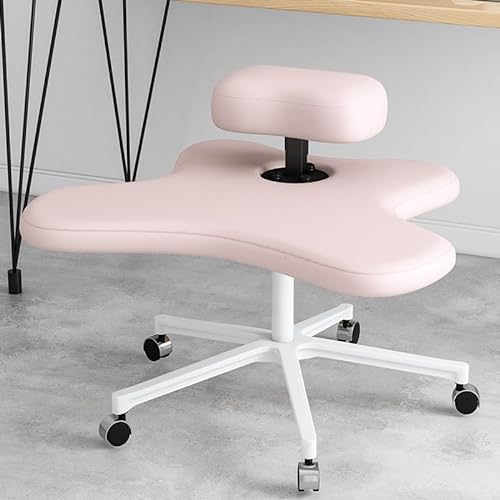 PQXQZ Ergonomischer Stuhl, Meditationsstuhl, Ergonomischer Höhenverstellbarer Bürohocker, Stuhl mit Gekreuzten Beinen und Rollen (Color : Pink, Size : Handle Adjustment) von PQXQZ
