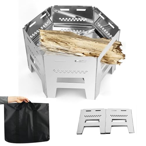PQXQZ Feuerschalen für Den Garten Feuerstelle Outdoor aus Edelstahl Faltbare Feuerschale Klein mit Stauraum Fire Pit Outdoor für Picknickparty Auf der Terrasse von PQXQZ