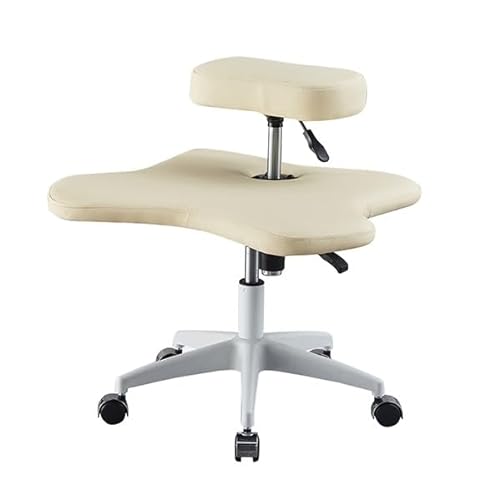 PQXQZ Kniestuhl, Bürostuhl Ergonomisch, Stuhl mit Gekreuzten Beinen und Rollen, Höhenverstellbarer Stuhl für Zuhause und Büro (Color : Beige) von PQXQZ