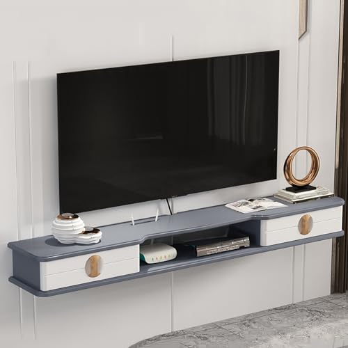 PQXQZ Lowboard Hängend, TV Schrank für Das Wohnzimmer, Rustikaler TV-Schrank mit 2 Schubladen, TV Entertainment-Center (Color : White+Grey, Size : 170cm/67in) von PQXQZ