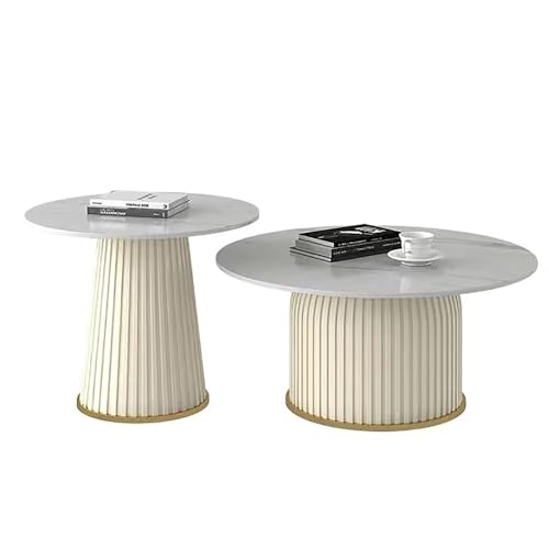 PQXQZ Runde Wohnzimmertisch für das Wohnzimmer Moderner Living Room Table Runder Wohnzimmer Tisch für Das Kleine Home Office(White) von PQXQZ