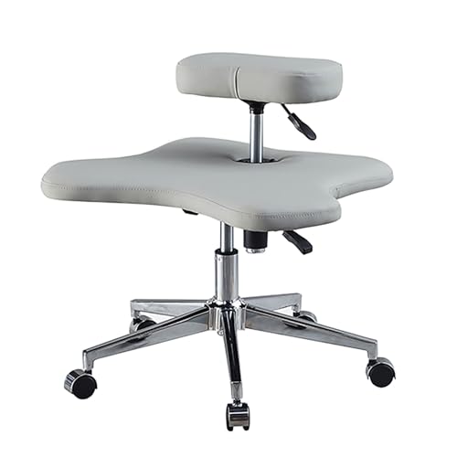 PQXQZ ergonomischer bürostuhl, kniestuhl, Meditationsstuhl, Home-Office-Schreibtischstuhl mit Rollen, höhenverstellbar (Color : Grau) von PQXQZ