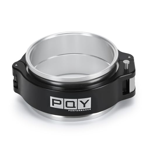 PQY Alumuim Schnellspanner-V-Bandschelle mit Flansch, Ladeluftkühler-Rohrschelle ohne Stift (schwarz, 8,9 cm) von PQY