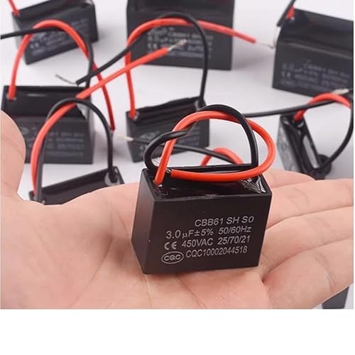 6Pcs CBB61 0.8uf Fan Starting Capacitor 450V Ceiling Fan Capacitance 50/60Hz 2 Wire 36 * 11 * 19mm Pure Copper von PQYSMVVG