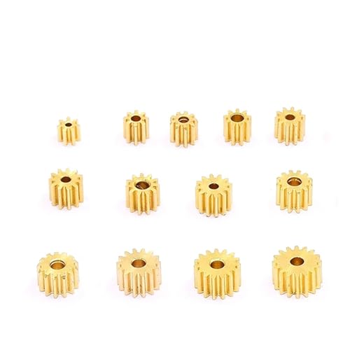 PQYSMVVG 0.4 Modulus Teeth Brass Metal Copper Gear Toy Car Transmission Fit 1mm 1.5mm 2mm Shaft 10T 1.48MM Hole von PQYSMVVG