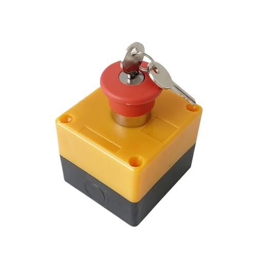 PQYSMVVG Red Mushroom Head Emergency Stop Push Button Switch Control Station Box with Key Rotary Selector von PQYSMVVG