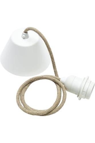 PR Home of Scandinavia Cordset Pendelaufhang E27 mit Leinenkabel beige 210cm Baldachin weiß von PR Home of Scandinavia