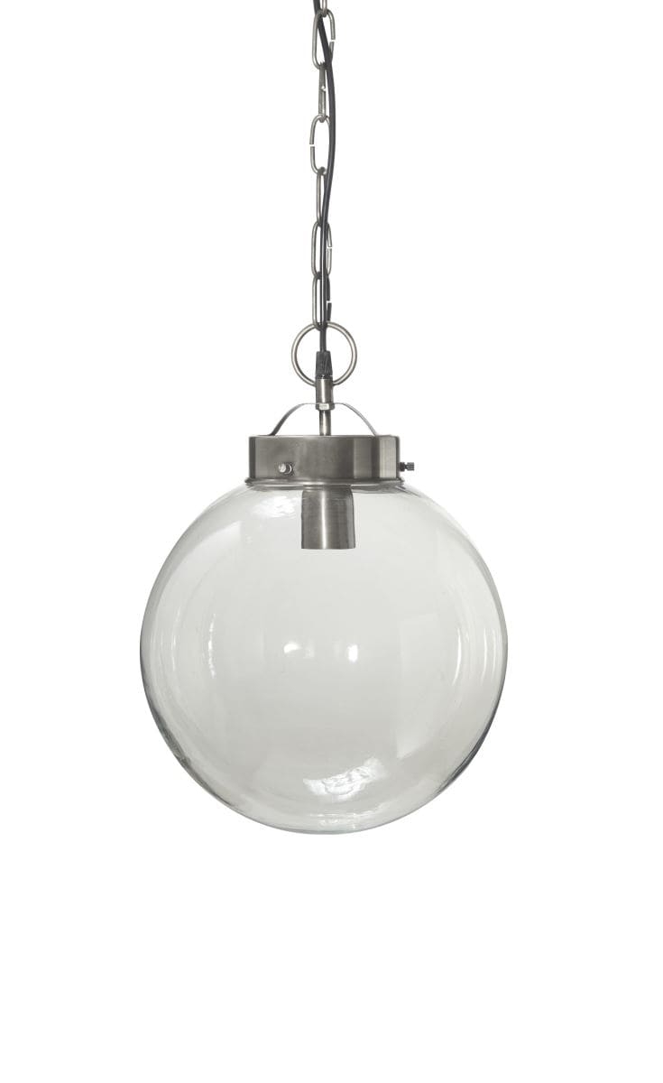 Hochwertige Pendelleuchte in Kugelform klar Glas silber PR Home Normandy 30cm E27 dimmbar von PR Home