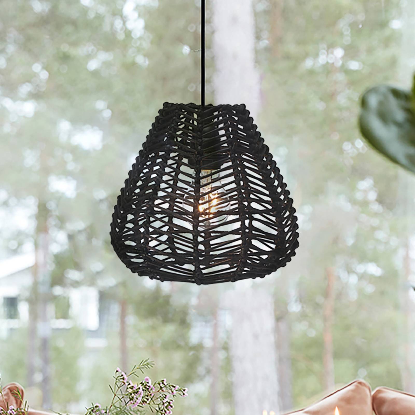 PR Home Adelle Hängelampe aus Rattan schwarz Ø24cm von PR Home