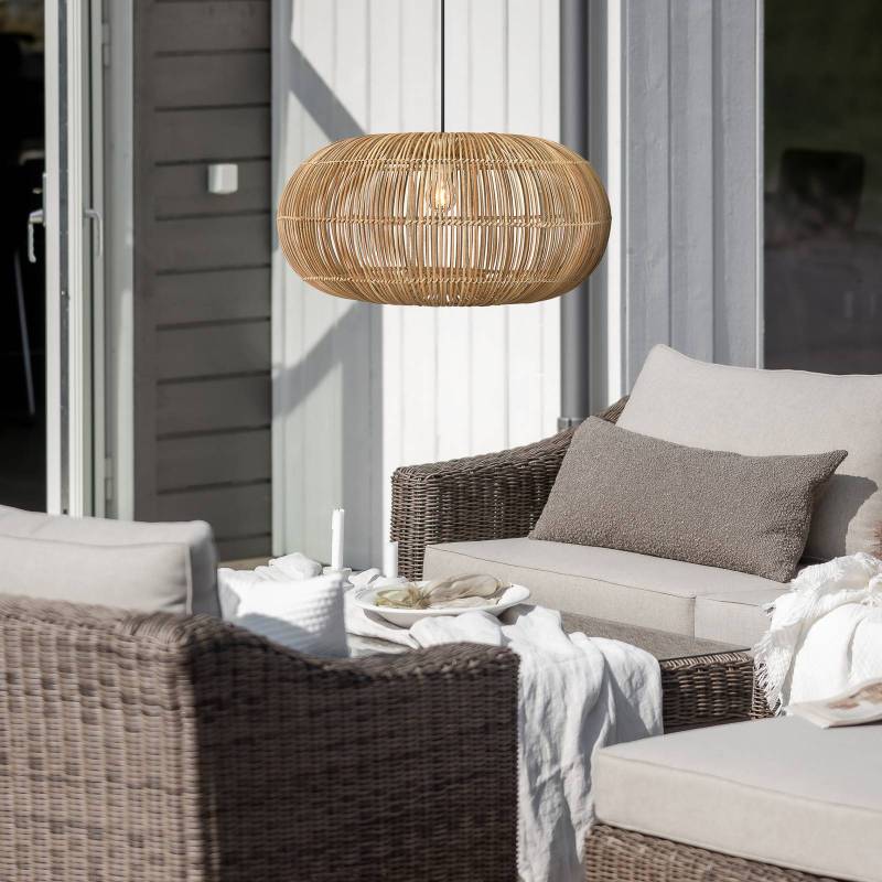 PR Home Außenhängeleuchte Zuri, Rattan, Ø 61 cm, Stecker von PR Home