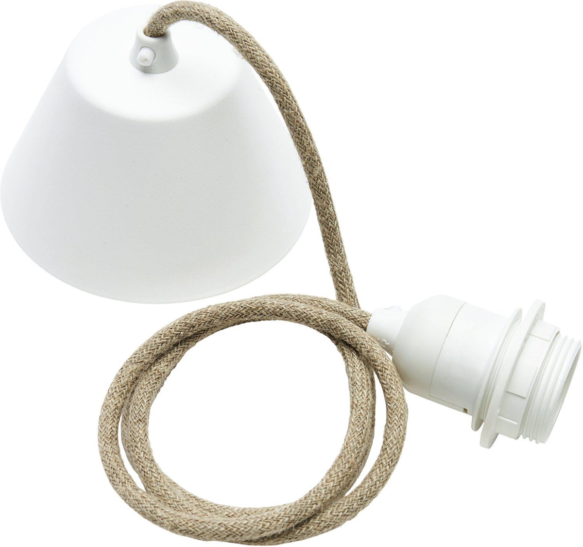 PR Home Cordset Pendelaufhang E27 mit Leinenkabel beige 210cm Baldachin weiß von PR Home