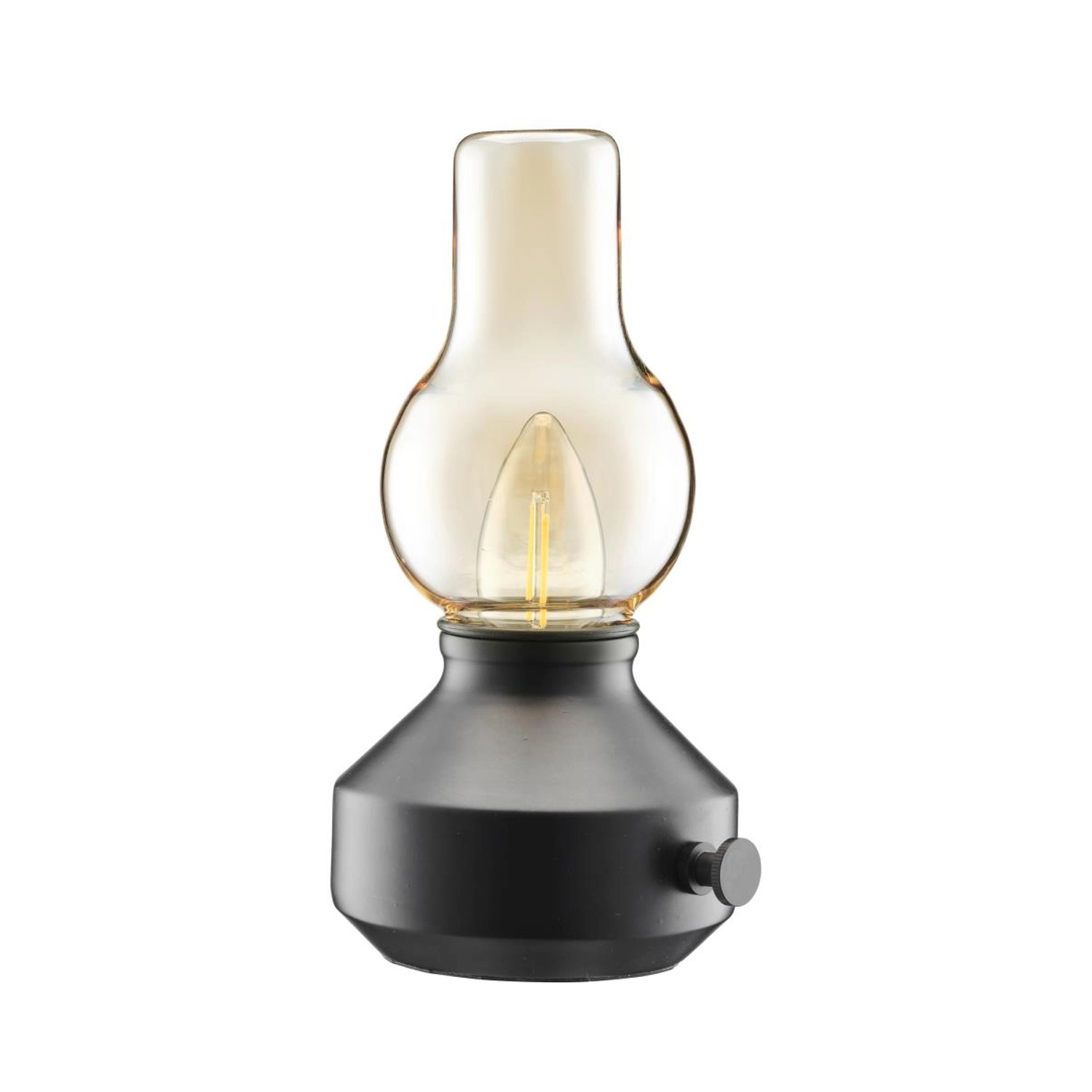 PR Home Glimt LED Akku-Tischleuchte im Vintage Öllampe Look Schwarz IP44 21,3x12,8x12,8cm von PR Home