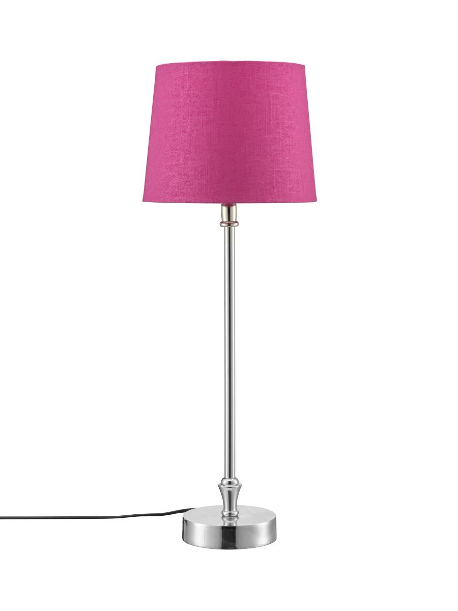 PR Home Liam schmale Fensterbank Tischlampe chrom Textilschirm fuchsia E27 56x20x20cm von PR Home