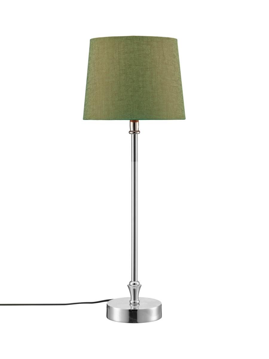 PR Home Liam schmale Fensterbank Tischlampe chrom Textilschirm grün E27 56x20x20cm von PR Home