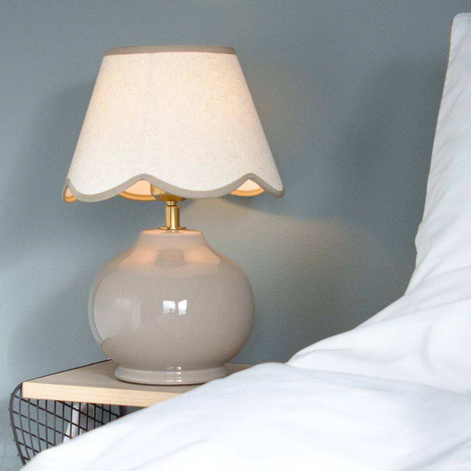 PR Home Tischlampe Nell, nougat, Keramik, 34 cm hoch, E27 von PR Home