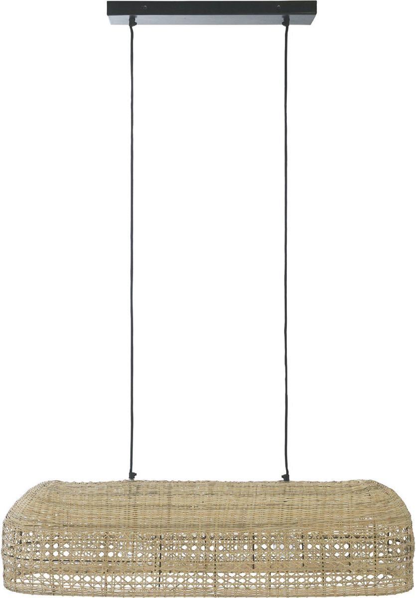 PR Home Wickham Rattan Esstisch Hängeleuchte aus Natur Bast Fasern beige 100cm 2x E27 von PR Home