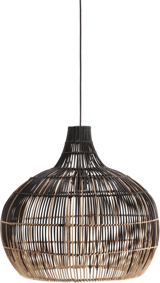 Rattan Hängelampe aus geflochtenen Naturmaterial natur schwarz PR Home Martha 50cm E27 von PR Home