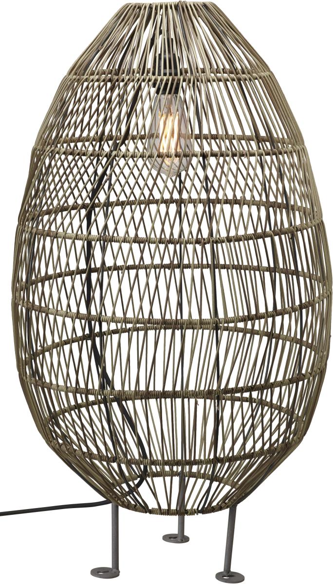 Terrassen Stehleuchte inkl. 2,5m Kabel PR Home Hanoi 100x55cm Kunststoff Rattan natur braun von PR Home