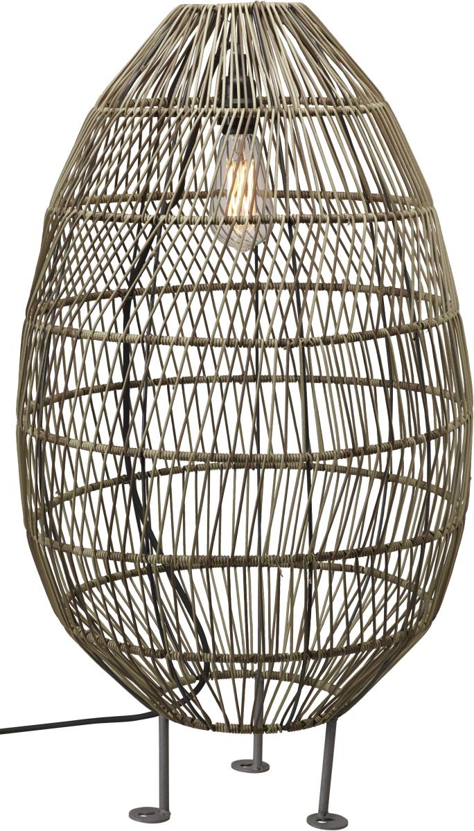 Terrassen Stehleuchte inkl. 2,5m Kabel PR Home Hanoi 80x45cm Kunststoff Rattan natur braun von PR Home