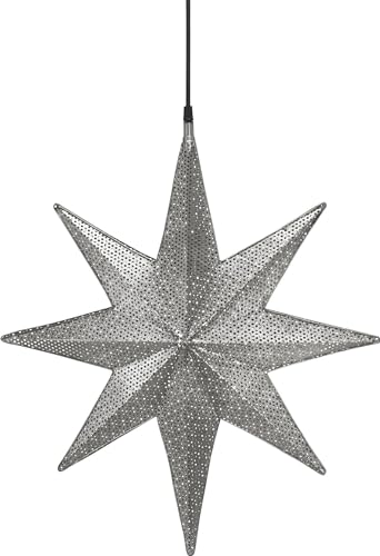 Weihnachtsstern aus Metall mit Löchern silber von PR Home Capella 60x51x12cm E27 3,5m Textil Kabel von PR Home of Scandinavia