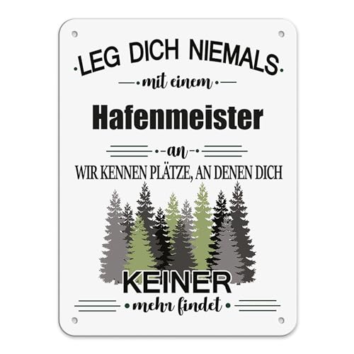 PR Print Royal Berufe Blech-Schild - Leg Dich Niemals mit einem Hafenmeister an - Lustiges Geschenk Büro, Job, Arbeit, Kollegen, Freunde, Metall-Poster - Querformat A5 von PR Print Royal