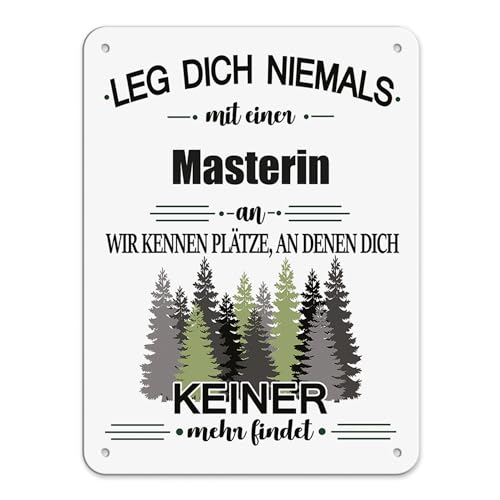 PR Print Royal Berufe Blech-Schild - Leg Dich Niemals mit Einer Masterin an - Lustiges Geschenk Büro, Job, Arbeit, Kollegin, Freunde, Metall-Poster - Querformat A5 von PR Print Royal