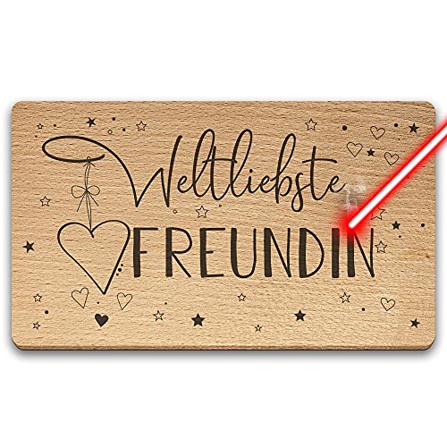 Frühstücksbrett mit Gravur - Weltliebste Freundin - Geschenkidee für die beste Freundin - Holzbrett Buche mit Lasergravur von PR Print Royal