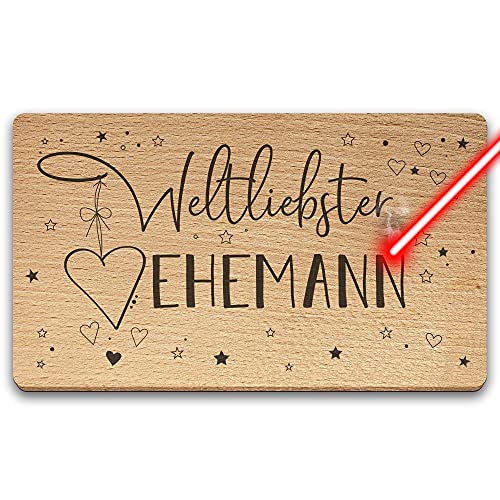 Frühstücksbrett mit Gravur - Weltliebster Ehemann - Geschenkidee für den besten Ehemann - Holzbrett Buche mit Lasergravur von PR Print Royal