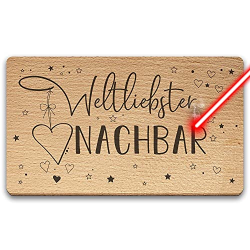 Frühstücksbrett mit Gravur - Weltliebster Nachbar - Geschenkidee für den besten Nachbarn - Holzbrett Buche mit Lasergravur von PR Print Royal