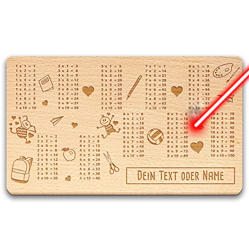 Frühstücksbrett mit Name/Text gravieren - Brettchen für Kinder, Einmaleins, Geschenk zur Einschulung für Mädchen, Jungen - 1x1-Holzbrett Buche I Personalisiert, Lasergravur Frühstücksbrett mit Name/Text gravieren - Brettchen für Kinder, Einmaleins, Geschenk zur Einschulung für Mädchen, Jungen - 1x1-Holzbrett Buche I Personalisiert, Lasergravur von PR Print Royal