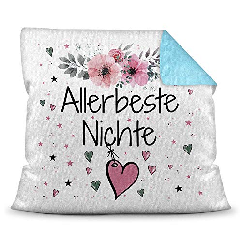 Kissen inkl. Kissenfüllung mit Spruch - Allerbeste Nichte - Beste Geschenkidee für Familie und Freunde - Farbkissen Rückseite Hellblau von PR Print Royal