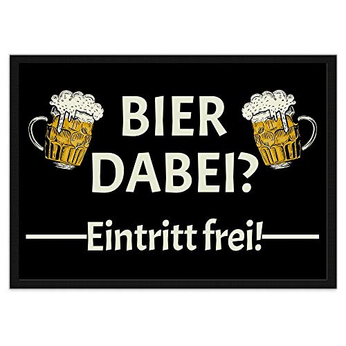 PR Print Royal Lustige Fußmatte mit Spruch für die Haustür - Bier dabei Eintritt frei! - Fußabtreter als Geschenkidee für Männer - rutschfest, 90 x 60 cm von PR Print Royal